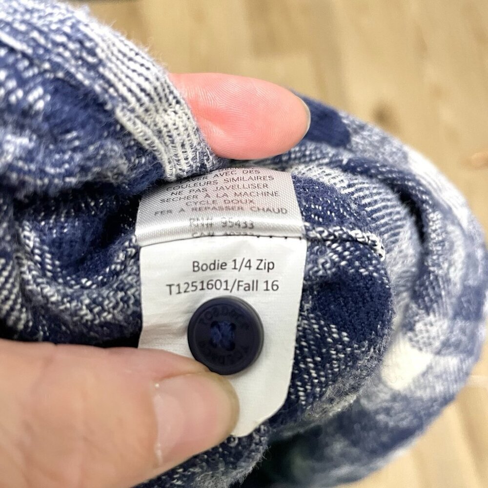 Toad & Co Plaid Flannel Popover 1/4 Zip Sweatshirt Sweater Cotton Blue size XL - Picture 7 of 7